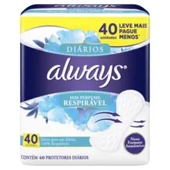 PROTETORES DIARIOS ALWAYS RESPIRAVEL SEM PERFUME 40UN