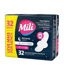 ABSORVENTE MILI NOTURNO SUAVE COM ABAS 32UN