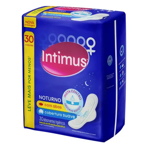 ABS INTIMUS NOTURNO SUAVE COM ABAS LV+PG- 30UN
