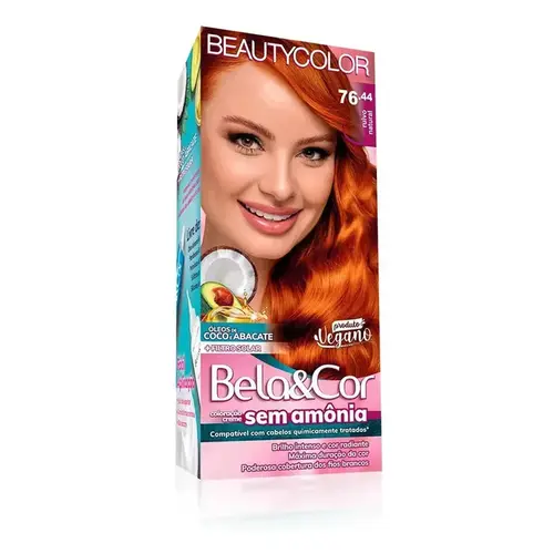TINTURA BELA&COR KIT SEM AMONIA 76.44 RUIVO NATURAL