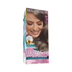 TINTURA BELA&COR KIT SEM AMONIA 7.1 LOURO CINZA MEDIO