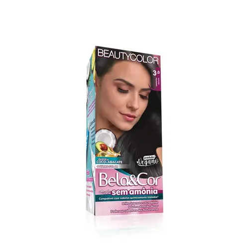 TINTURA BELA&COR KIT SEM AMONIA 3.0 CASTANHO ESCURO