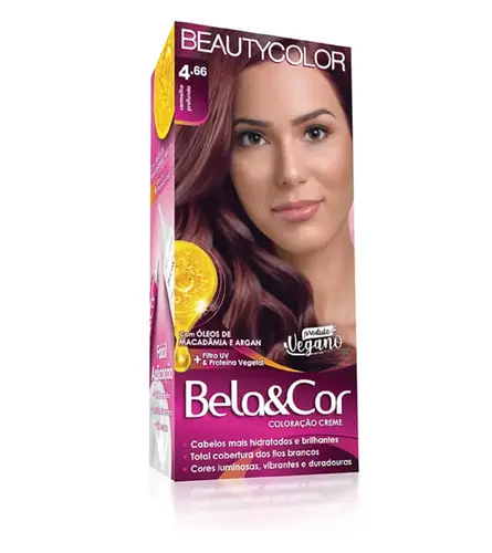 TINTURA BELA&COR KIT 4.66 VERMELHO PROFUNDO