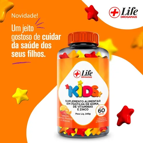 LIFE DROGAMAIS SUPLEM GOMA KIDS MOR+ABAC+LAR 240 G C/ 60 UN