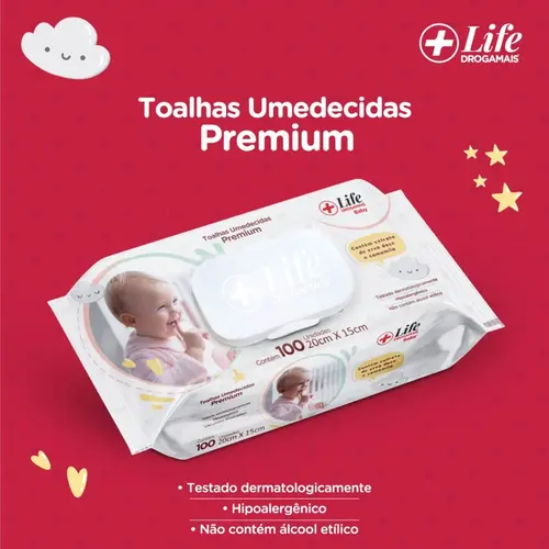 LIFE DROGAMAIS TOALHAS UMEDECIDAS PREMIUM 100 UN
