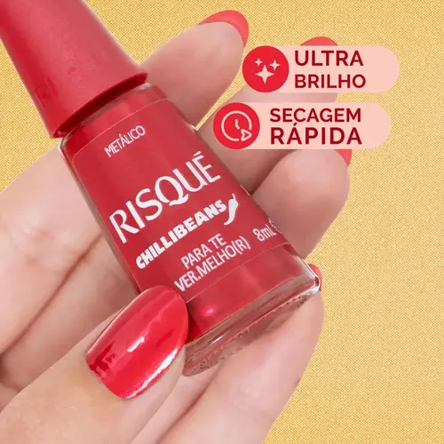 ESMALTE RISQUE CHILLIBEANS METALICO - PRA TE VER.MELHO(R)