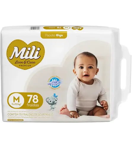 FRALDA MILI LOVE CARE PREMIUM GIGA M 78 UN