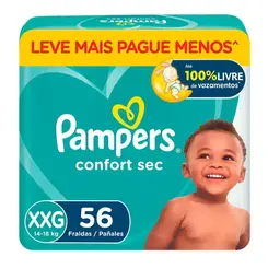 FRALDA PAMPERS CONFORTSEC XXG 56UN FORTEBAG