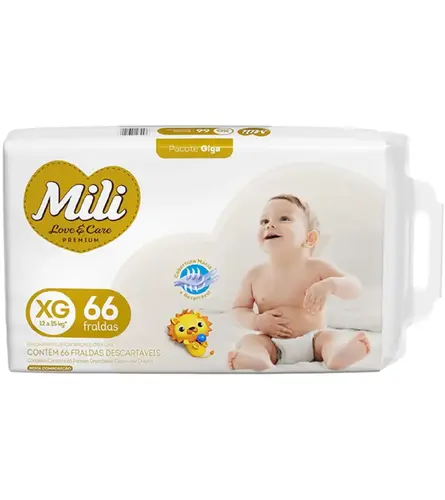 FRALDA MILI LOVE CARE PREMIUM GIGA XG 66 UN