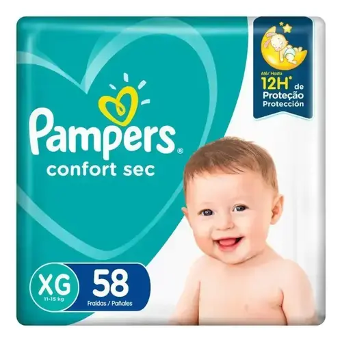FRALDA PAMPERS CONFORTSEC XG 58 UN FORTEBAG