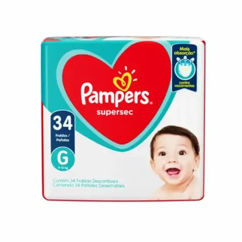 FRALDA PAMPERS BASICA SUPERSEC G 34UN MEGA