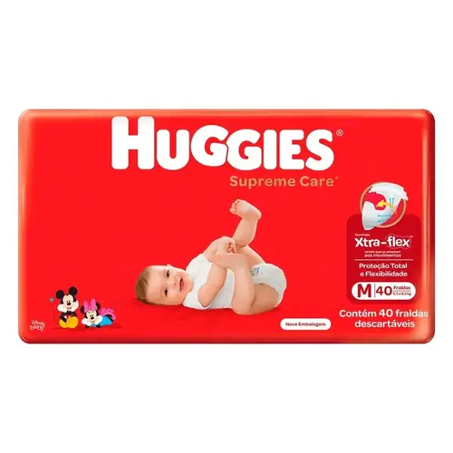 FRALDA HUGGIES SUPREME CARE M 40UN MEGA