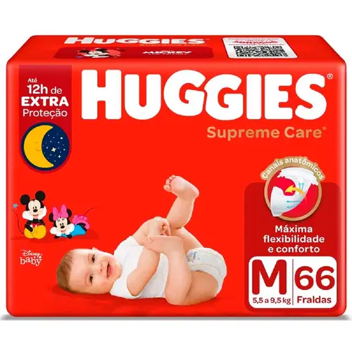 FRALDA HUGGIES SUPREME CARE HIPER M 66UN