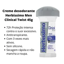 DESODORANTE HERBISSIMO MEN TWIST CLINICAL CREME 45G