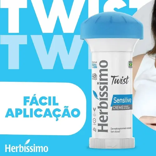DESODORANTE HERBISSIMO TWIST CREME 45G SENSITIVE