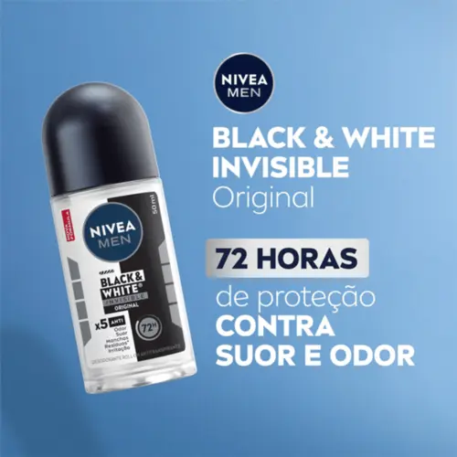 DESODORANTE NIVEA MEN ROLLON 50 ML INVISIBLE BLACK&WHITE