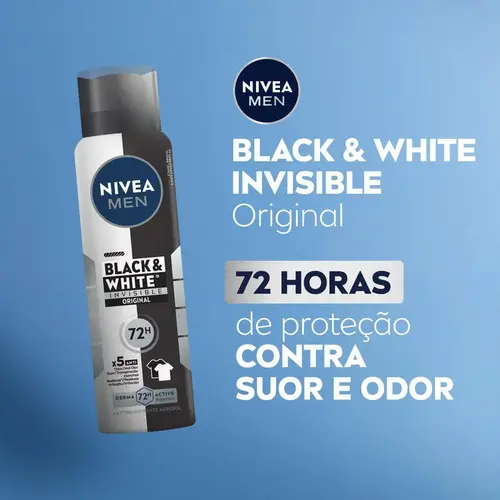 DESODORANTE NIVEA  AERO 150 ML BLACK&WHITE MEN INVISIBLE