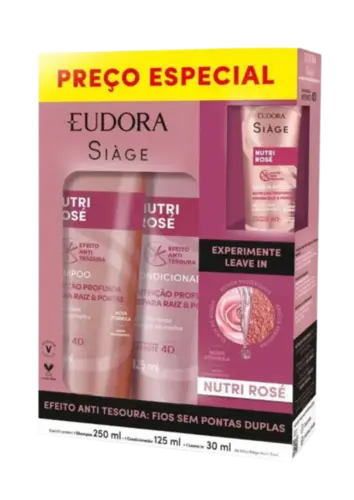 KIT EUDORA SIAGE SH 250ML+COND 125ML+LEAVEIN 30ML NUTRI ROSE