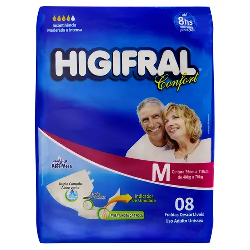 FRALDA HIGIFRAL CONFORT M 8 UN