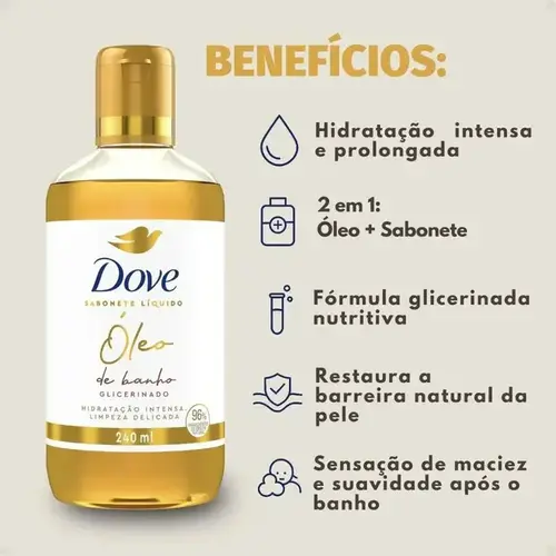 SABONETE LIQUIDO OLEO DE BANHO DOVE GLICERINADO 240ML
