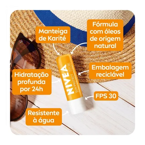 PROTETOR LABIAL NIVEA SUN PROTECT 30FPS 4,8G