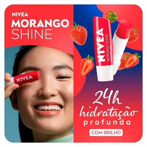 NIVEA PROTETOR LABIAL MORANGO SHINE 4,8G
