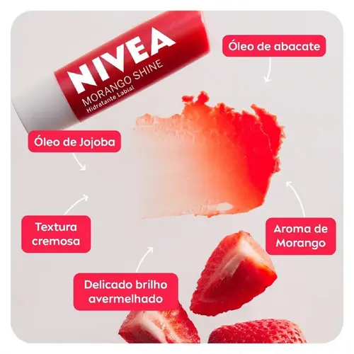 NIVEA PROTETOR LABIAL MORANGO SHINE 4,8G